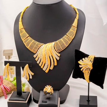Women's Dubai 24K Gold Plated Luxury Jewellery Set. TrenLux Wear