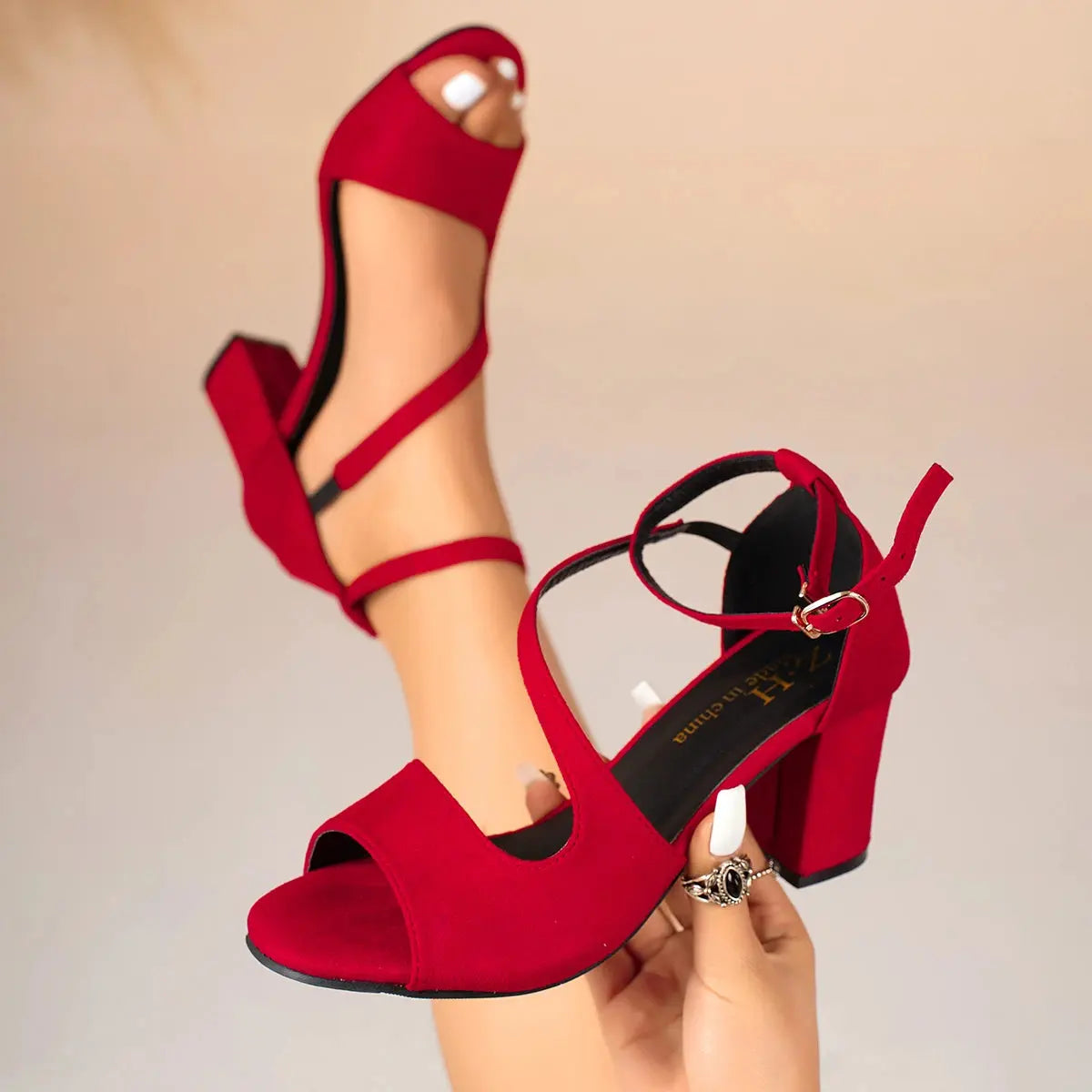 TrenLux Wear Women's Plus Size Zip Closure Heeled Open Toe Office Summer Sandals TrenLux Wear