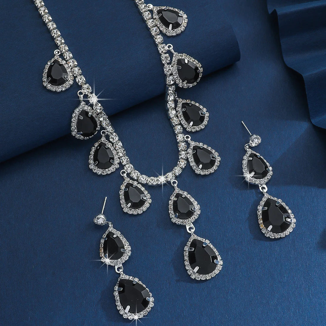 Women's Crystal Pendant Necklace & Dangle Earrings Set. TrenLux Wear