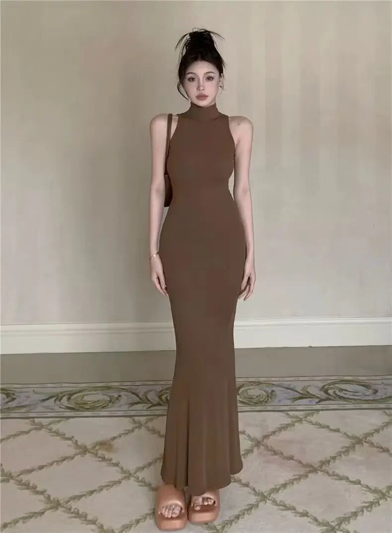 TrenLux Wear Women's Knit Turtleneck Bodycon Ankle-Length Maxi Dress The Glow Sanctuary