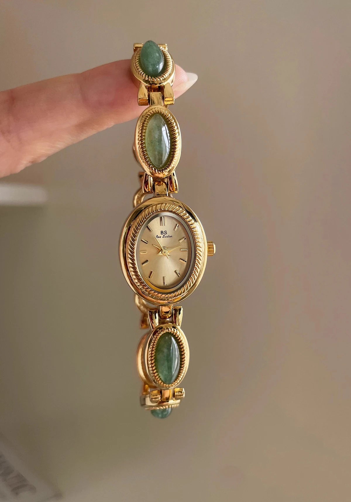 TrendLux Women's Luxury Jade Green Jewelry Bracelet Quartz Dress Wristwatch