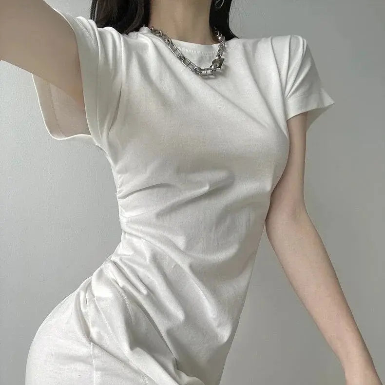 TrenLux Wear Women's Cotton Y2K Asymmetrical Hem Casual Midi Dress The Glow Sanctuary