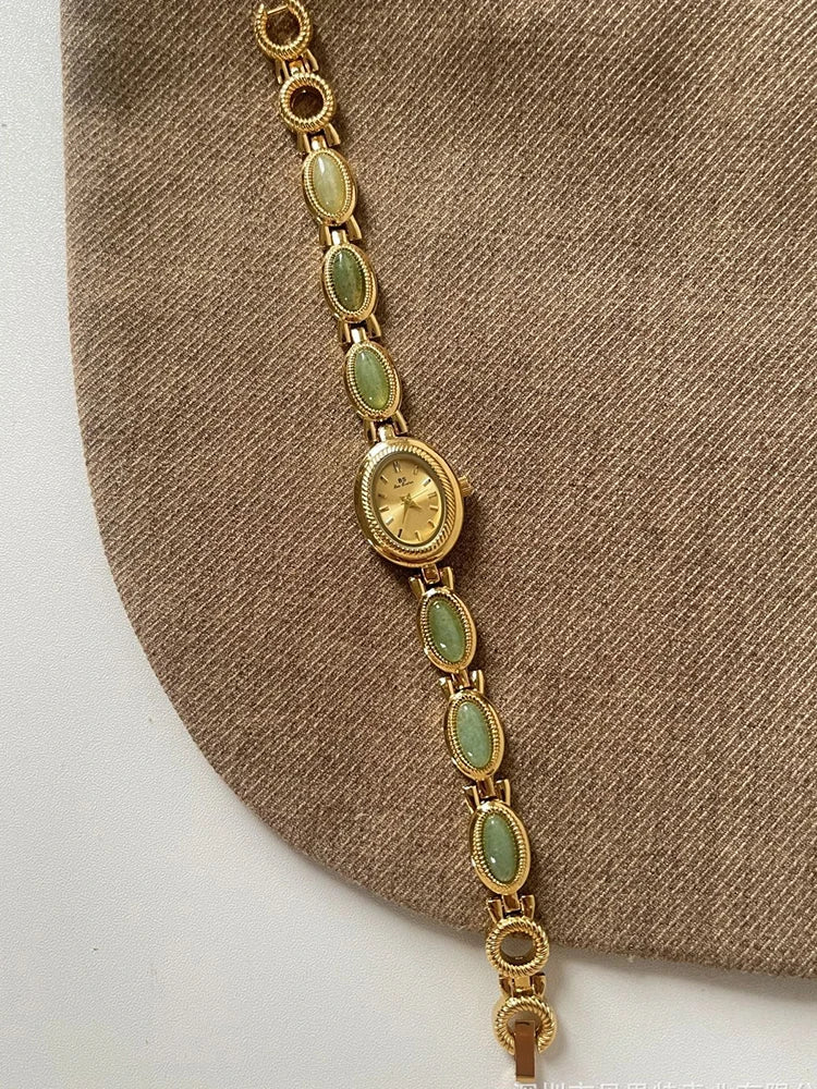 TrendLux Women's Luxury Jade Green Jewelry Bracelet Quartz Dress Wristwatch