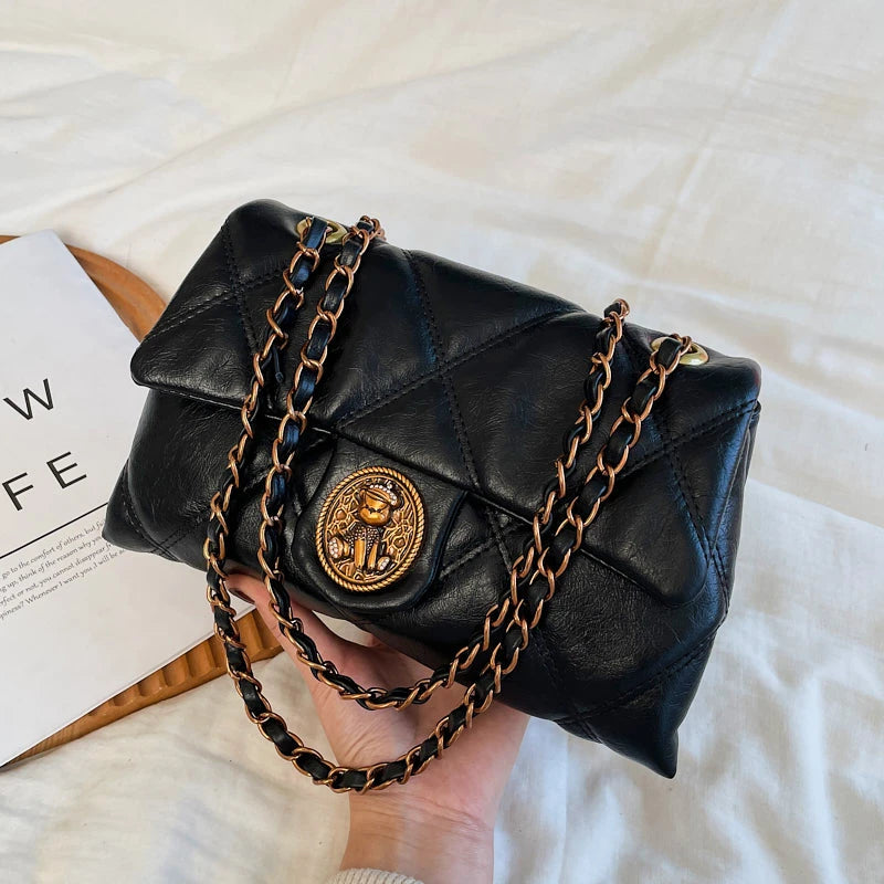 TrenLux Wear Women's Luxury Lingge Pattern Pure Leather Designer  Handbag TrenLux Wear