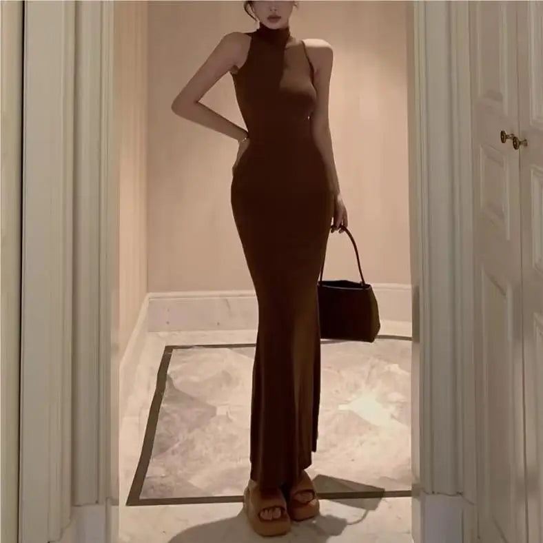 TrenLux Wear Women's Knit Turtleneck Bodycon Ankle-Length Maxi Dress The Glow Sanctuary