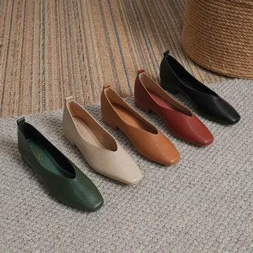 TrenLux Wear Women's Round-Toe Leather Loafer Flats — Versatile Slip-On Casual Shoes TrenLux Wear