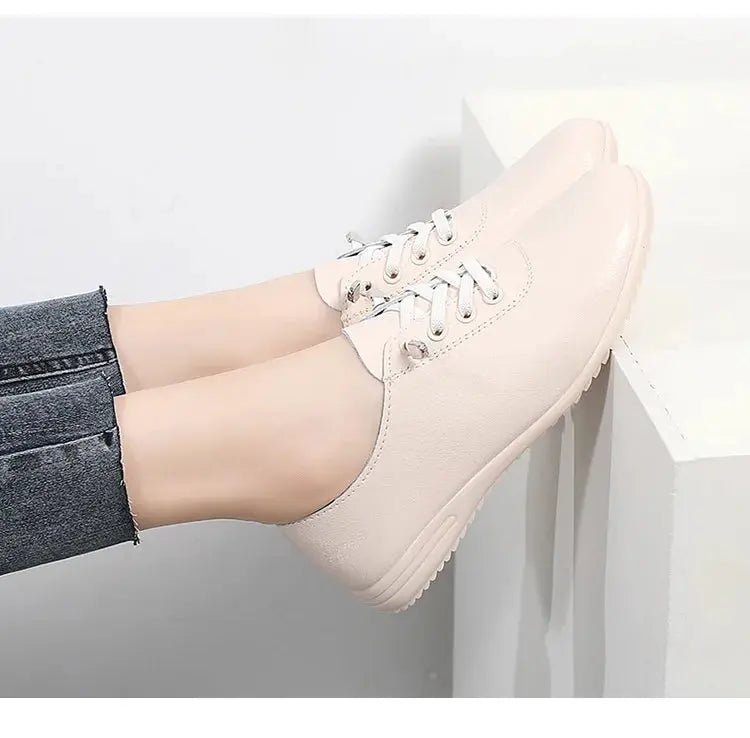 TrenLux Wear Women's Lace-Up Leather Loafers — Soft Moccasin Flat Shoes for Spring & Autumn TrenLux Wear