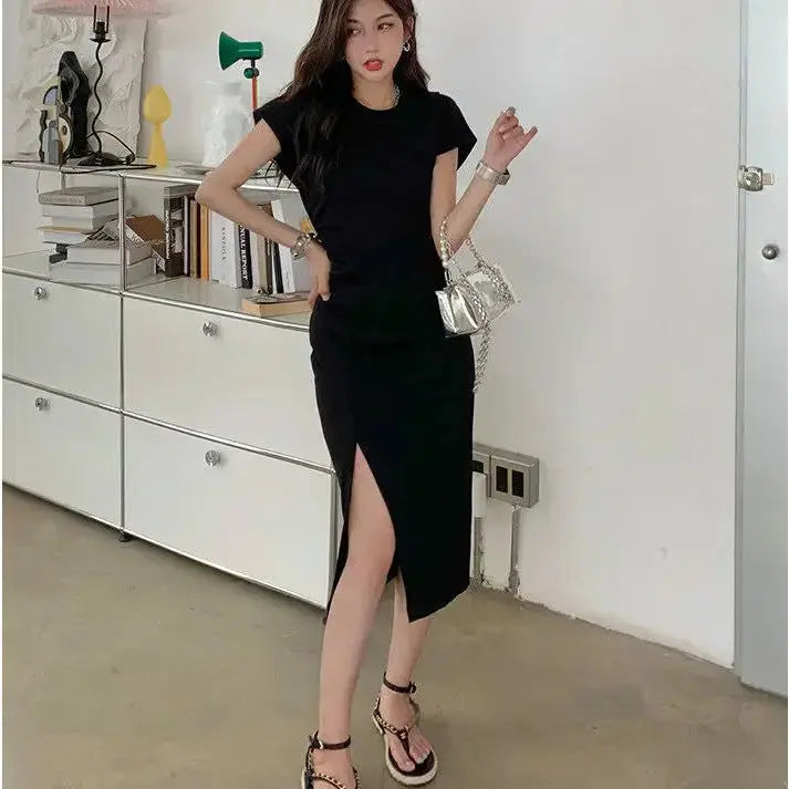 TrenLux Wear Women's Cotton Y2K Asymmetrical Hem Casual Midi Dress The Glow Sanctuary
