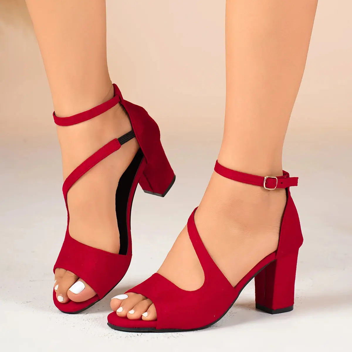 TrenLux Wear Women's Plus Size Zip Closure Heeled Open Toe Office Summer Sandals TrenLux Wear