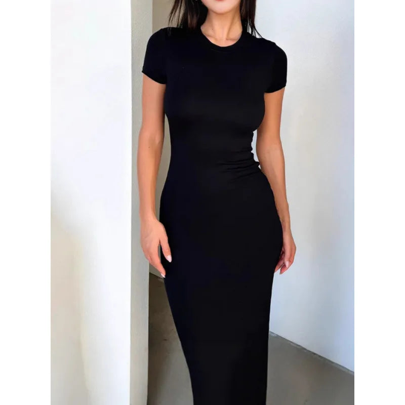TrenLux Wear Women's Polyester-Elastane Long Sleeve Bodycon Floor-Length Evening Dress The Glow Sanctuary
