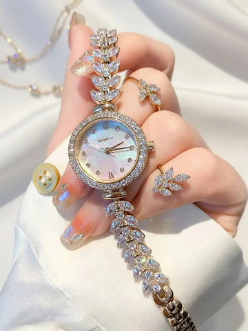 TrendLux Women's Crystal Claw-Setting Luxury Quartz Jewelry Bracelet Wristwatch