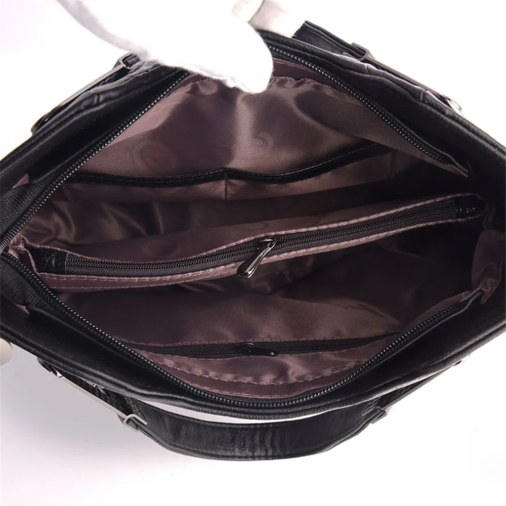 TrenLux Wear Women's Luxury Pure Leather Multi-Pocket  Handbag TrenLux Wear