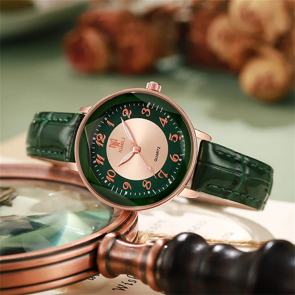 TrenLux Wear Women's Simple Casual Arabic Numeral Leather Strap Business Quartz Wristwatch TrenLux Wear