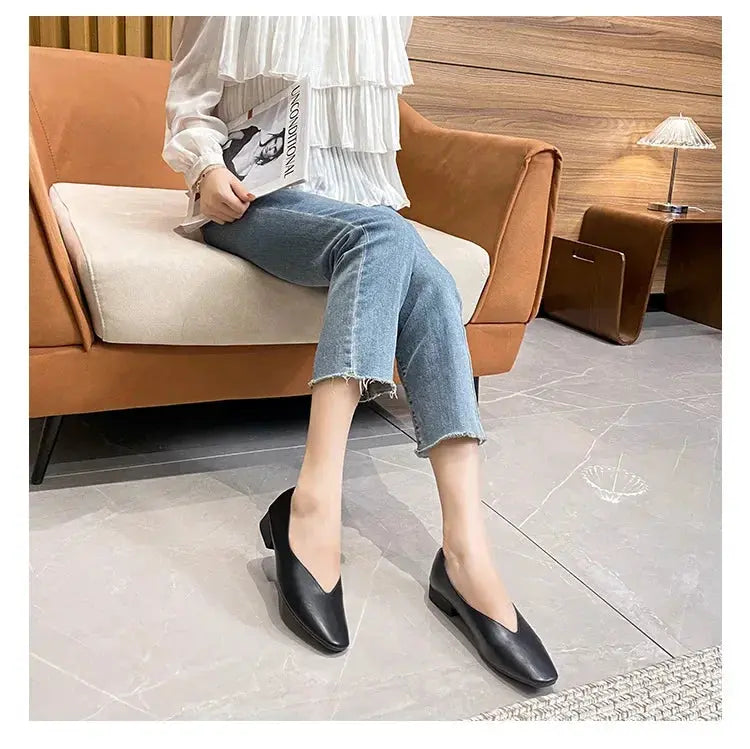 TrenLux Wear Women's Round-Toe Leather Loafer Flats — Versatile Slip-On Casual Shoes TrenLux Wear