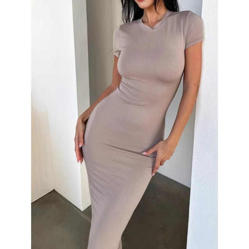 TrenLux Wear Women's Polyester-Elastane Long Sleeve Bodycon Floor-Length Evening Dress The Glow Sanctuary