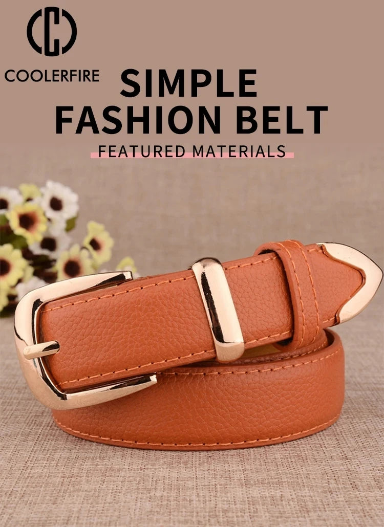 Women's Vintage Pin Buckle PU Leather Trouser Belt. TrenLux Wear