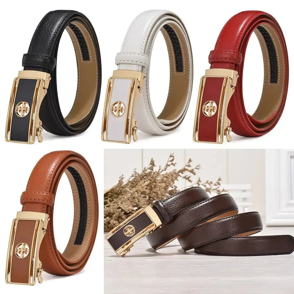 Women's Luxury Genuine Leather Belt — Automatic Buckle Waistband (105 cm) TrenLux Wear