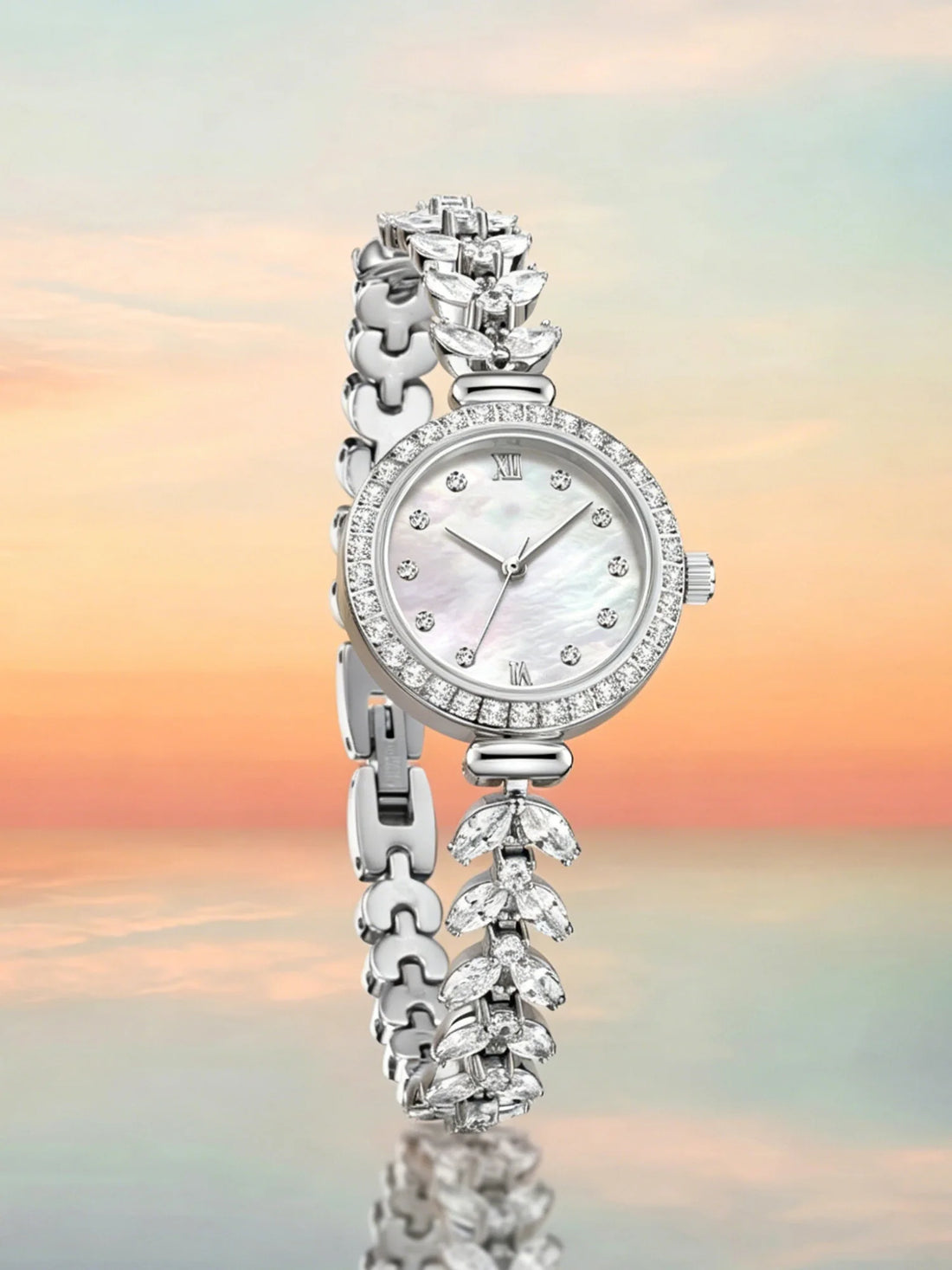 TrendLux Women's Crystal Claw-Setting Luxury Quartz Jewelry Bracelet Wristwatch