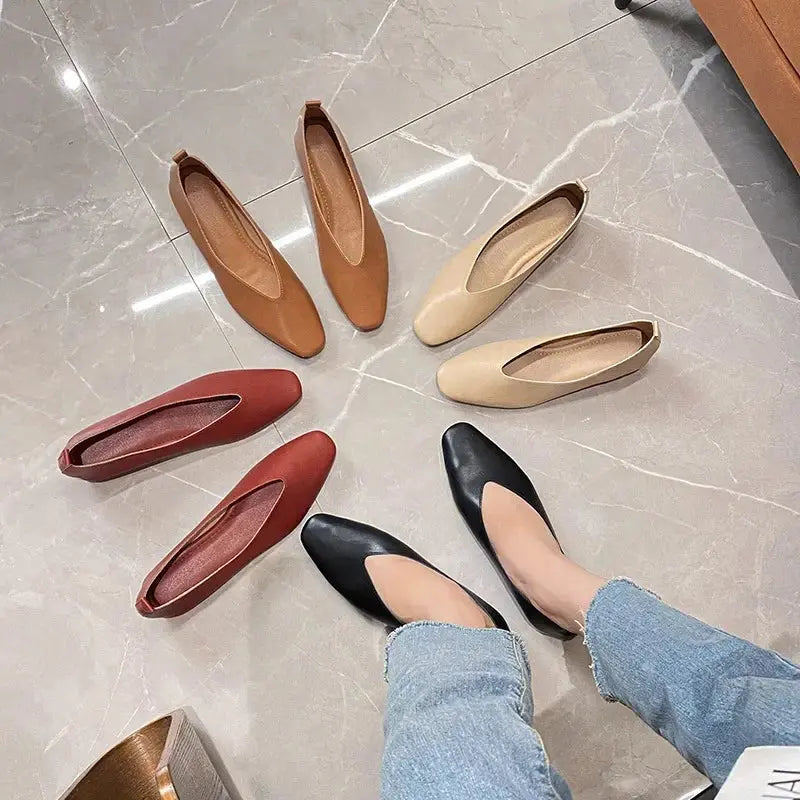 TrenLux Wear Women's Round-Toe Leather Loafer Flats — Versatile Slip-On Casual Shoes TrenLux Wear