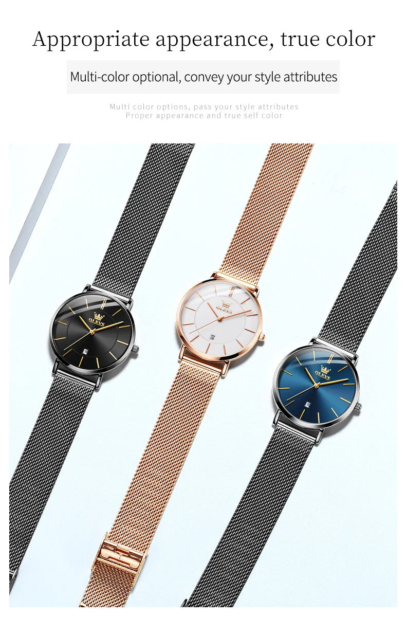 TrenLux Wear OLEVS Women's Rose Gold Luxury Stainless Steel Bracelet Quartz Gift Set TrenLux Wear
