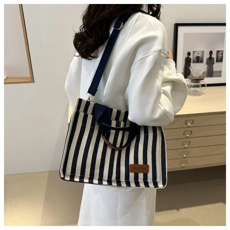 TrenLux Wear Women's Large Capacity Striped Shoulder Bag TrenLux Wear