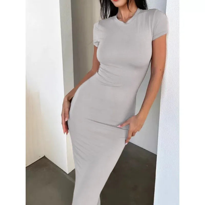 TrenLux Wear Women's Polyester-Elastane Long Sleeve Bodycon Floor-Length Evening Dress The Glow Sanctuary
