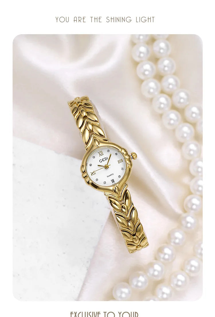 TrendLux Women's Elegant Oval Stylish Alloy Bracelet Adjustable Clasp Quartz Watch
