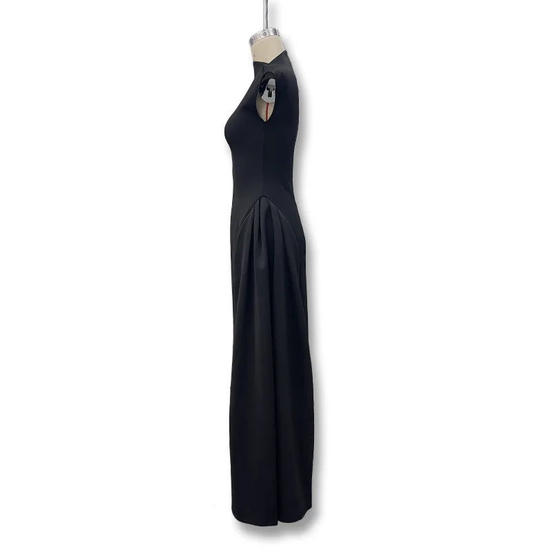 TrenLux Wear Women's Polyester Sleeveless Solid A-Line Prom & Party Dress
