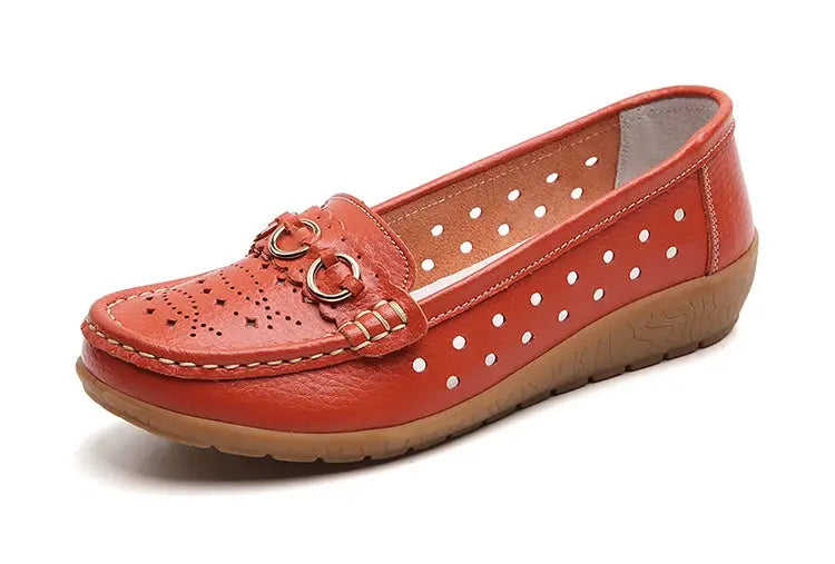 TrenLux Wear Women's Breathable Hollow Wedge Loafer Pumps — Slip-On Leather Flats, Sizes 35–44 TrenLux Wear