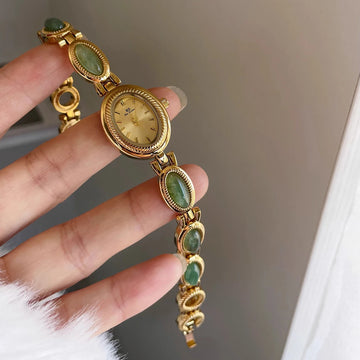TrendLux Women's Luxury Jade Green Jewelry Bracelet Quartz Dress Wristwatch