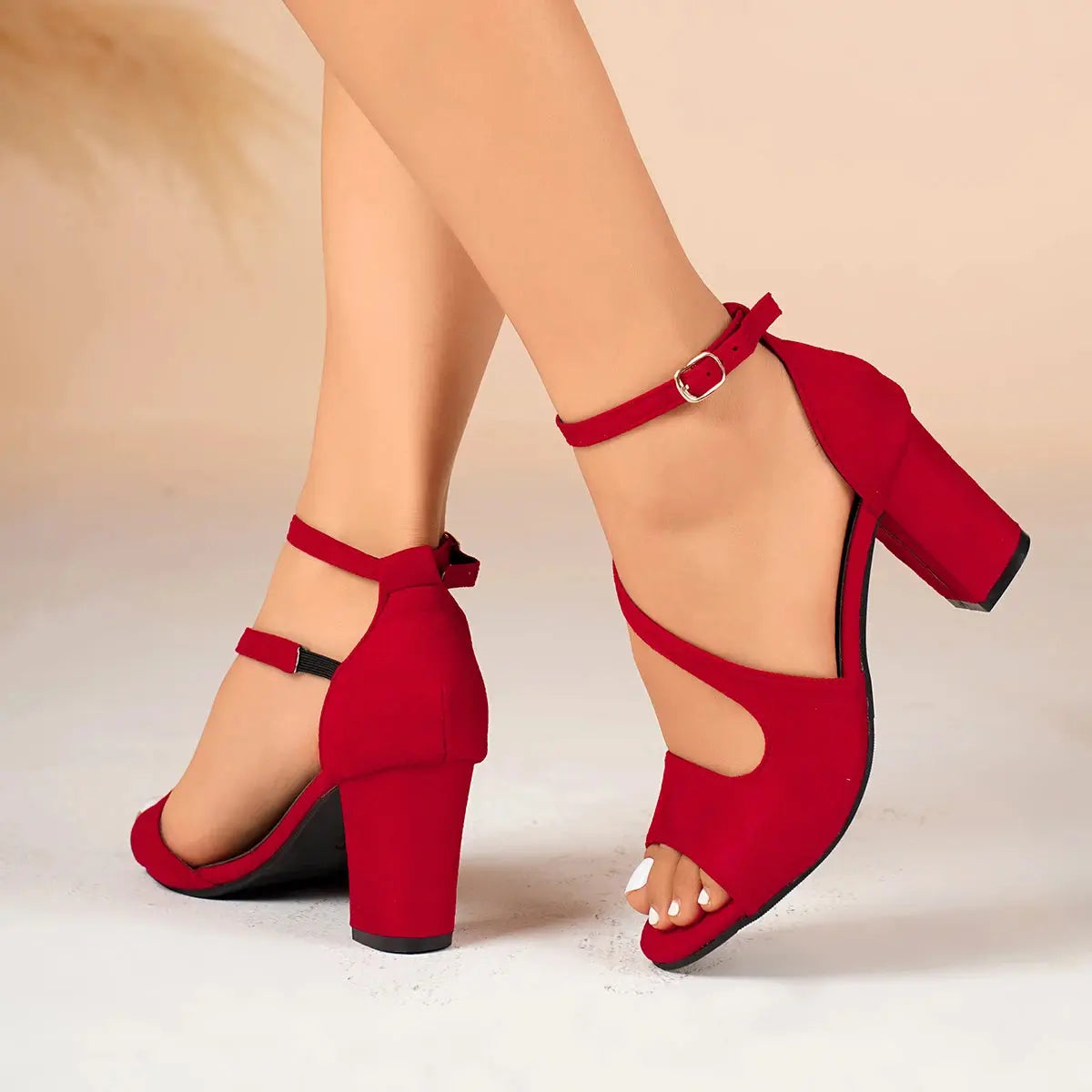 TrenLux Wear Women's Plus Size Zip Closure Heeled Open Toe Office Summer Sandals TrenLux Wear