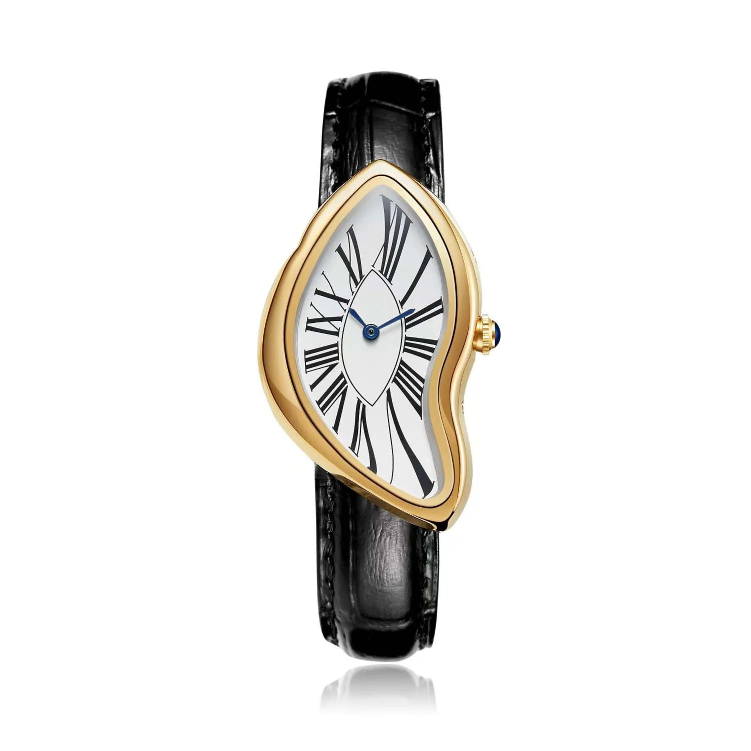 TrendLux Women's Retro Y2K Irregular Creative Alloy Case Leather Strap Quartz Watch
